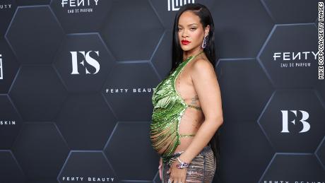 Rihanna poses for a picture as she celebrates her beauty brands Fenty Beauty and Fenty Skin at Goya Studios on February 11 in Los Angeles. 