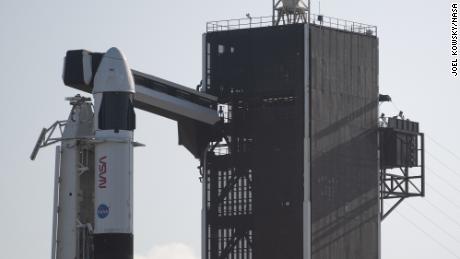 The SpaceX Crew Dragon capsule Falcon 9 rocket used to launch the Crew-4 mission as seen on the launch pad Saturday, April 23 at NASA&#39;s Kennedy Space Center in Florida. 