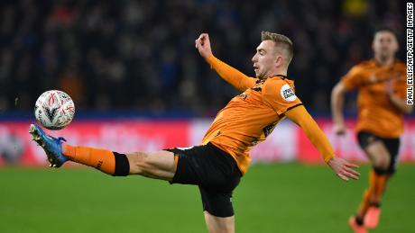 Bowen stretches to control the ball during the English FA Cup fourth round football match between Hull City and Chelsea at the KCOM Stadium in Kingston-upon-Hull on January 25, 2020.