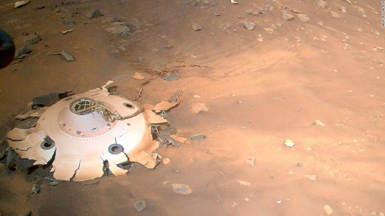 Ingenuity helicopter spots wreckage of Perseverance rover’s landing gear on Mars