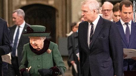 Andrew walked the Queen down the aisle at his father&#39;s memorial service.