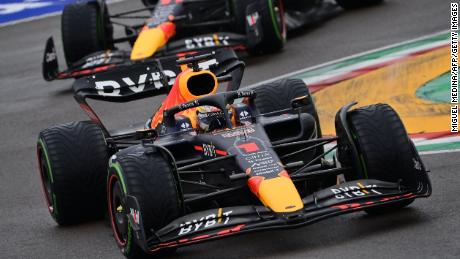 Max Verstappen (front) won Sunday&#39;s Emilia Romagna Grand Prix.