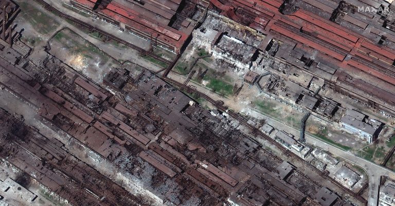 Azovstal steel plant in Mariupol has been significantly destroyed by Russian strikes, satellite images show