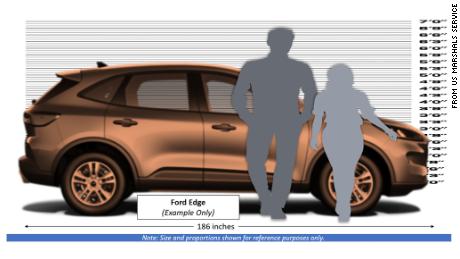 The US Marshals Service say this is likely the height difference between the inmate and the officer and the car they are driving.