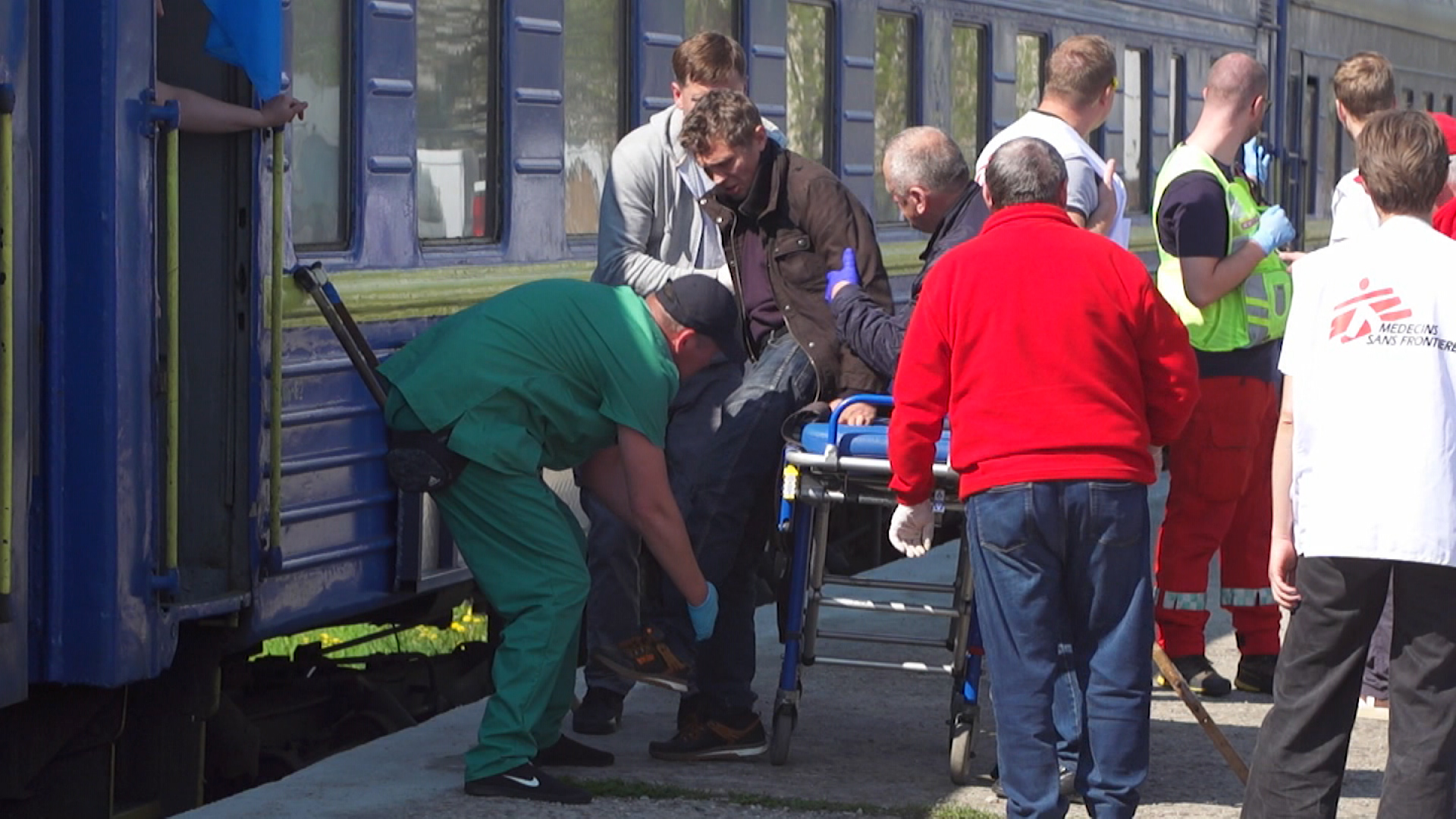 Trains have been refurbished with mobile ICUs to help transport critically injured patients away from the frontlines for treatment in the west.