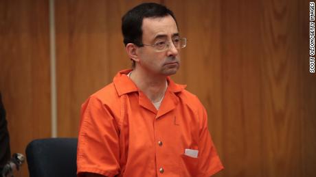 Larry Nassar sits in court listening to statements before being sentenced by Judge Janice Cunningham for three counts of criminal sexual assault in Eaton County Circuit Court on February 5, 2018 in