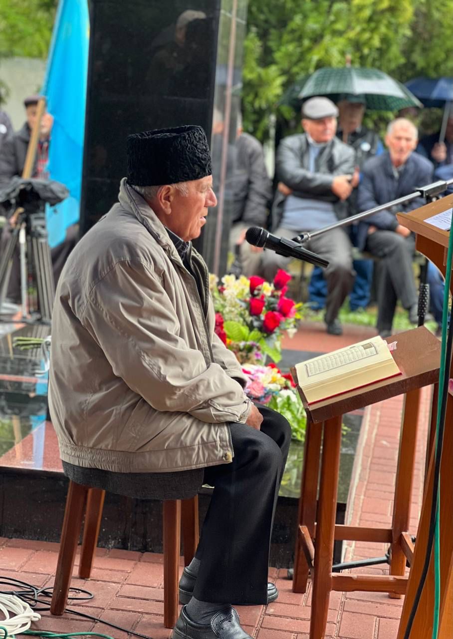 A man reads from a book in the Crimean capital to commemorate the victims of Stalin’s mass deportation of the Tatar people in 1944.