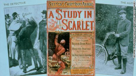 A reproduction of a copy of the book &#39;A Study in Scarlet&#39; by Sir Arthur Conan Doyle, 8th December 1986. (Photo by Georges De Keerle/Getty Images)