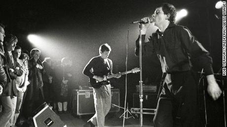 Joy Division performing live in Rotterdam before the death of lead singer Ian Curtis.