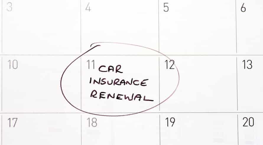 Car Insurance Renewal Reminder Circled On A Calendar