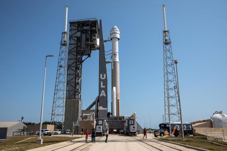 Boeing’s Orbital Flight Test-2 Starliner and Atlas V Rocket Roll Out To Launch Pad