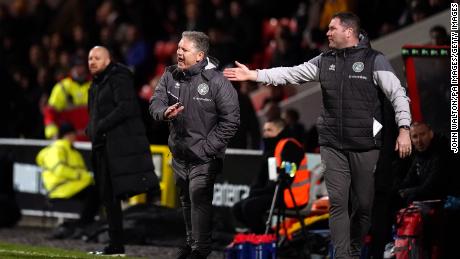 Yems on the touchline during a Sky Bet League Two match at the County Ground, Swindon.