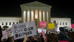 Crowd gathers outside the Supreme Court after draft opinion circulated that would strike down Roe v. Wade