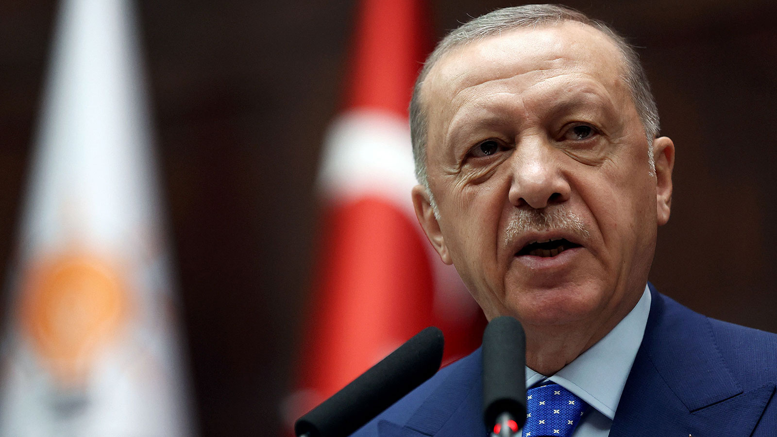 Turkish President Recep Tayyip Erdogan delivers a speech at the Turkish Grand National Assembly in Ankara on May 18.