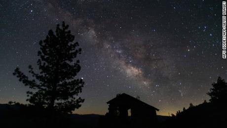 The Milky Way is seen from the Glacier Point Trailside in Yosemite National Park, California.