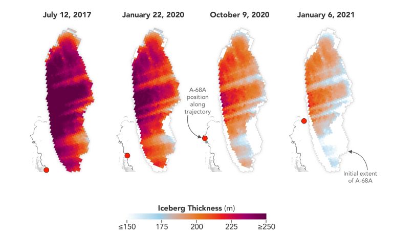 Tracking the Demise of One of the World’s Largest-Known Icebergs