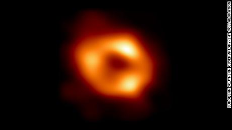 This is the first image of Sagittarius A*, the supermassive black hole at the center of our galaxy.