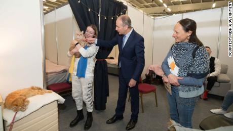 Irish Prime Minister Micheál Martin meets Vera Ruban at Green Glens Arena.