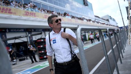 Steiner walking around prior to the Miami Grand Prix. 