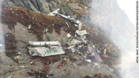 Wreckage of the Tara Air flight that went missing on Sunday, posted by a Nepali army spokesperson on Twitter.