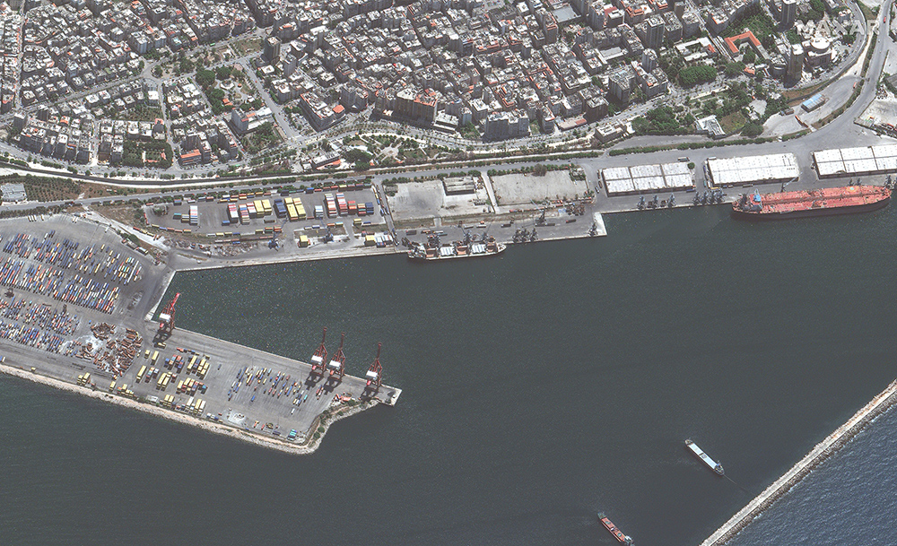 The bulk carrier Matros Pozynich is seen at the Syrian port of Latakia on May 8.