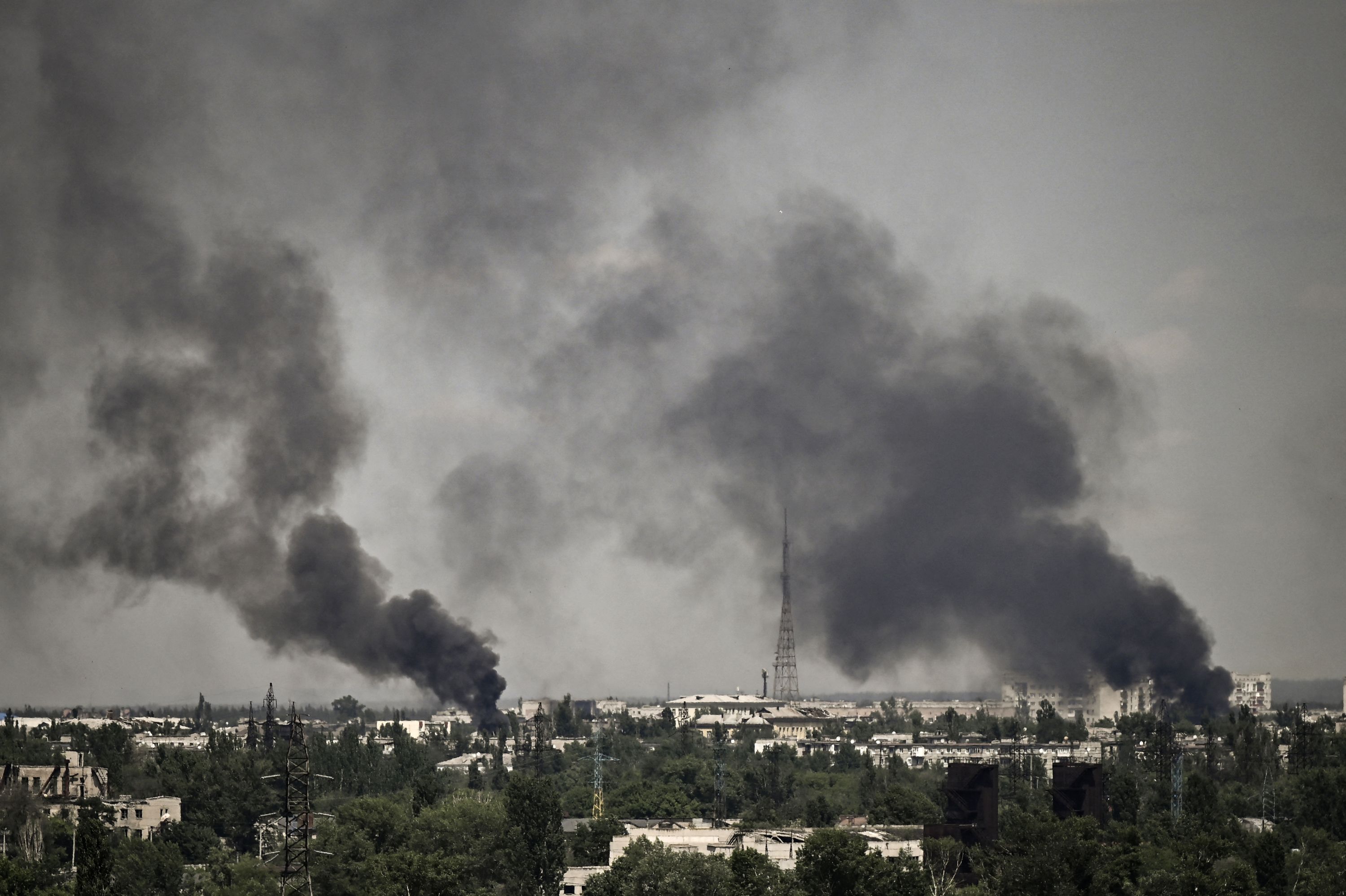 Smoke rises from Severodonetsk, Ukraine, on May 30.