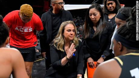 Becky Hammon directs her team during the game against the Los Angeles Sparks on May 23.