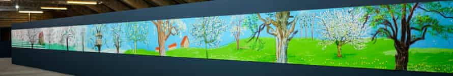 David Hockney’s biggest ever artwork “A Year in Normandie”, which goes on display - for the first time in the UK - from 4 May at the timber-beamed attic space of Salts Mill in the UNESCO World Heritage site of Saltaire