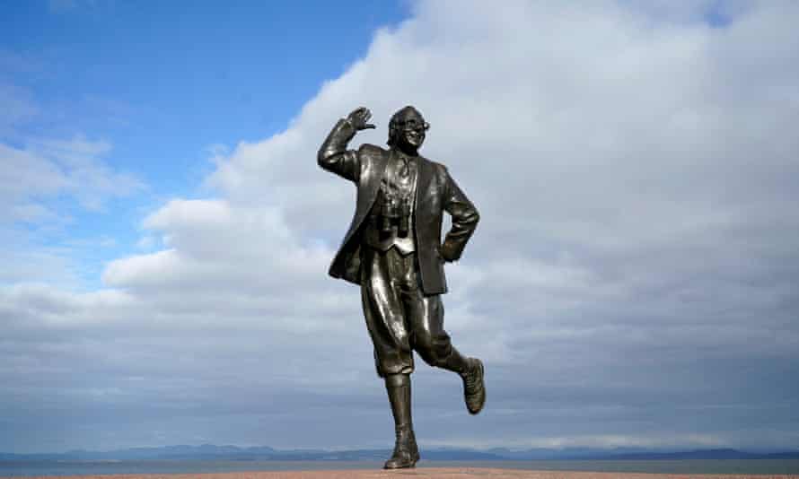 The statue of comedy legend Eric Morecambe at Morecambe Promenade on October 16, 2020 in Morecambe, England.