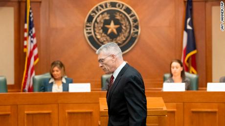 Steve McCraw, Director of the Texas Department of Public Safety, arrives at a meeting of the House Investigative Committee on the Robb Elementary School shooting.