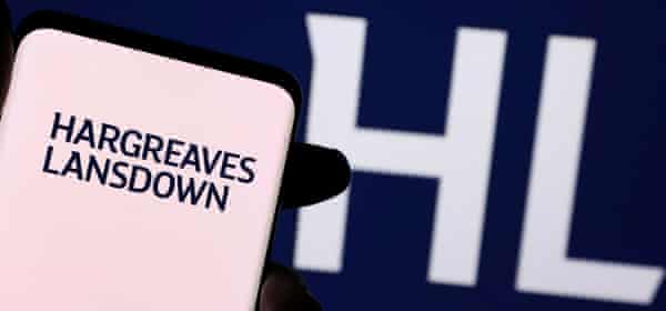 Illustration shows a smartphone with displayed Hargreaves Lansdown logo