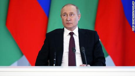 Russian President Vladimir Putin attends a joint press conference with President of Turkmenistan Serdar Berdimuhamedow following their meeting in Moscow, Russia, June 10, 2022. 