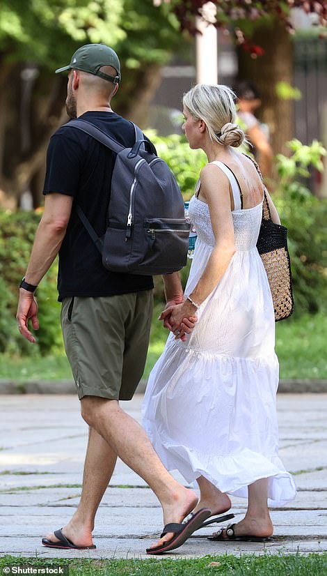 Cute: They looked in love as they walked along together