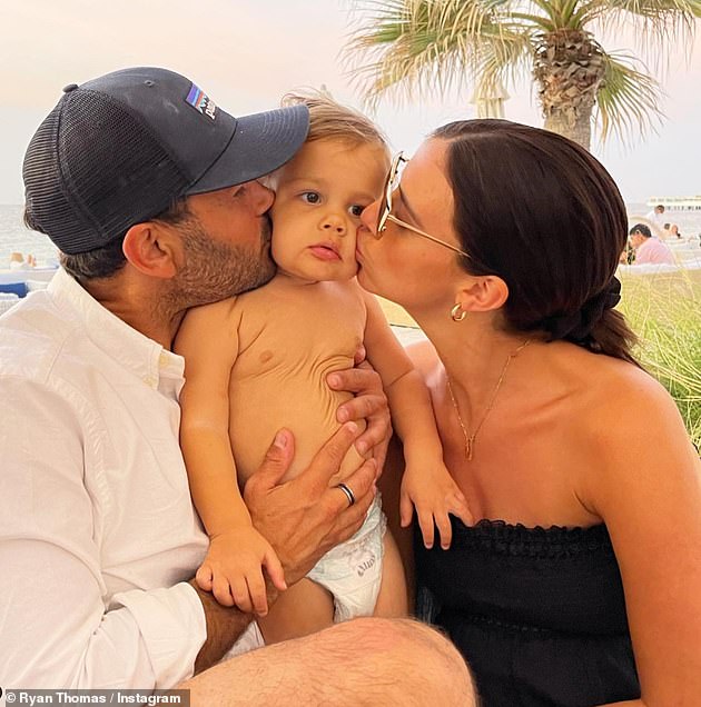 Congratulations: Lucy and Ryan announced the arrival of their  baby daughter with a sweet Instagram post (pictured with son Roman, two)