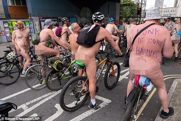 The event describes itself as a celebration of bikes and bodies, highlighting the vulnerability of cyclists on our crowded roads, a peaceful, powerful demonstration against car culture and oil-dependency