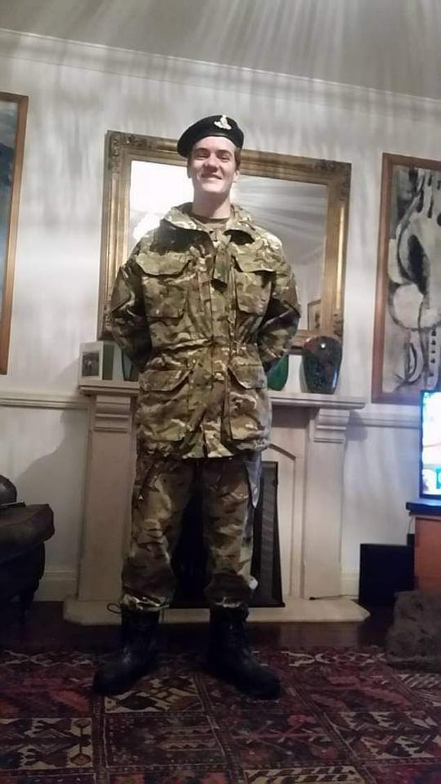 Connor Clark, pictured aged 14 in his Army Cadet uniform wanted to become a Royal Marine Commando