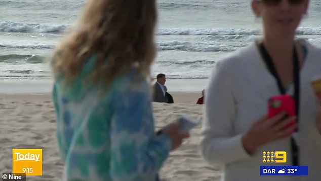 At the end of the broadcast Karl seemed to disappear, with cameras picking him up wandering along the beach in his suit