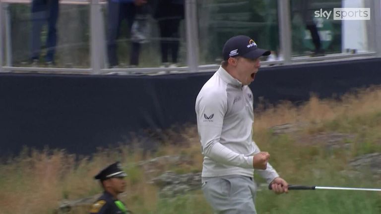 Matt Fitzpatrick holed a 50-foot birdie on the 13th hole during the final round of the US Open at Brookline