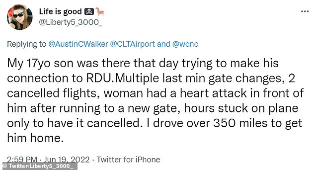 After the traumatic experience at the Charlotte airport, the mom claims her teenaged son then spent hours sitting on a plane only to have the flight cancelled