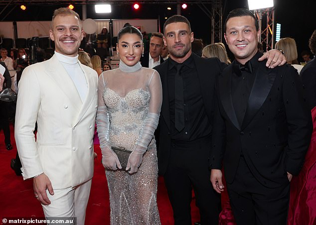 Ella pictured alongside MAFS grooms Jack Millar, Brent Vitiello  and Dion Giannarelli