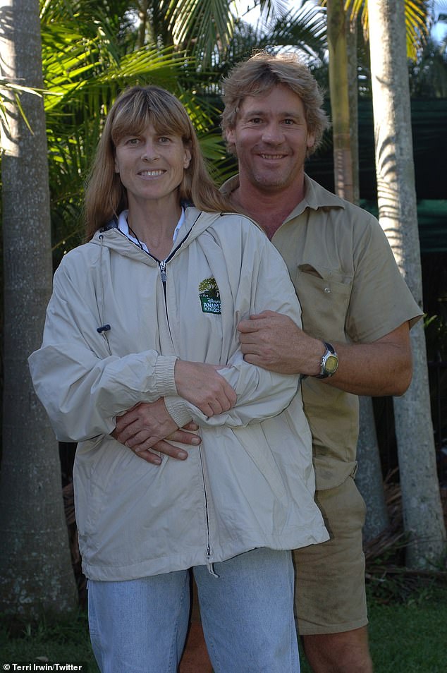 Steve, known to millions around the world as 'the Crocodile Hunter', died on September 4, 2006, at the age of 44 after being pierced in the chest by a stingray while filming a documentary in Batt Reef, Queensland. (Pictured: Steve and Terri Irwin)