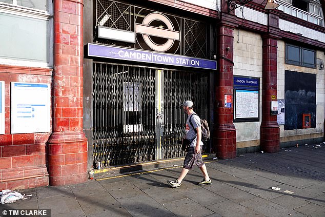 Camden Town Tube station is closed this morning as thousands of rail workers strike