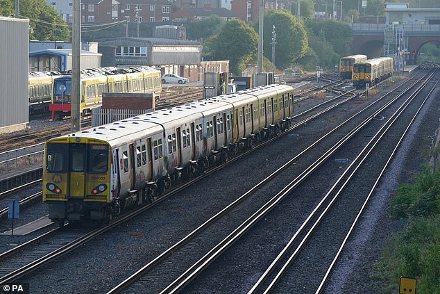 Merseyrail trains lined up on the track at Kirkdale Depot this morning