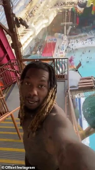 Offset - who boasts 30.7M social media followers - said: 'I'm going to go slide down this 142-foot slide you dig? Ain't no ho s***. No ho s***'