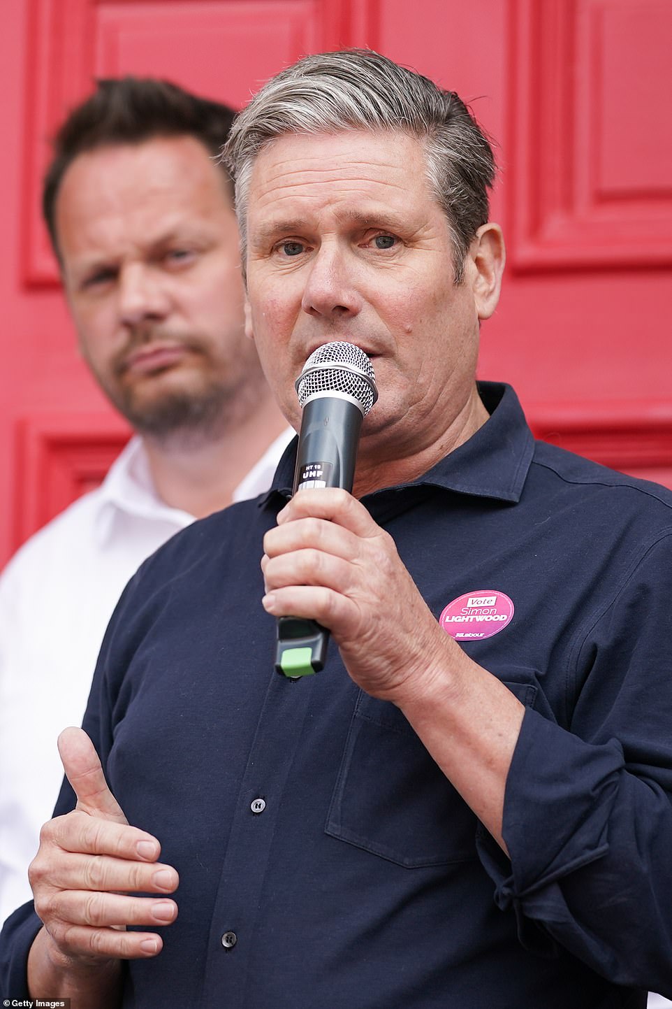 Labour Party leader Sir Kier Starmer addressees Labour supporters as he campaigns in Wakefield ahead of the by-election on June 18