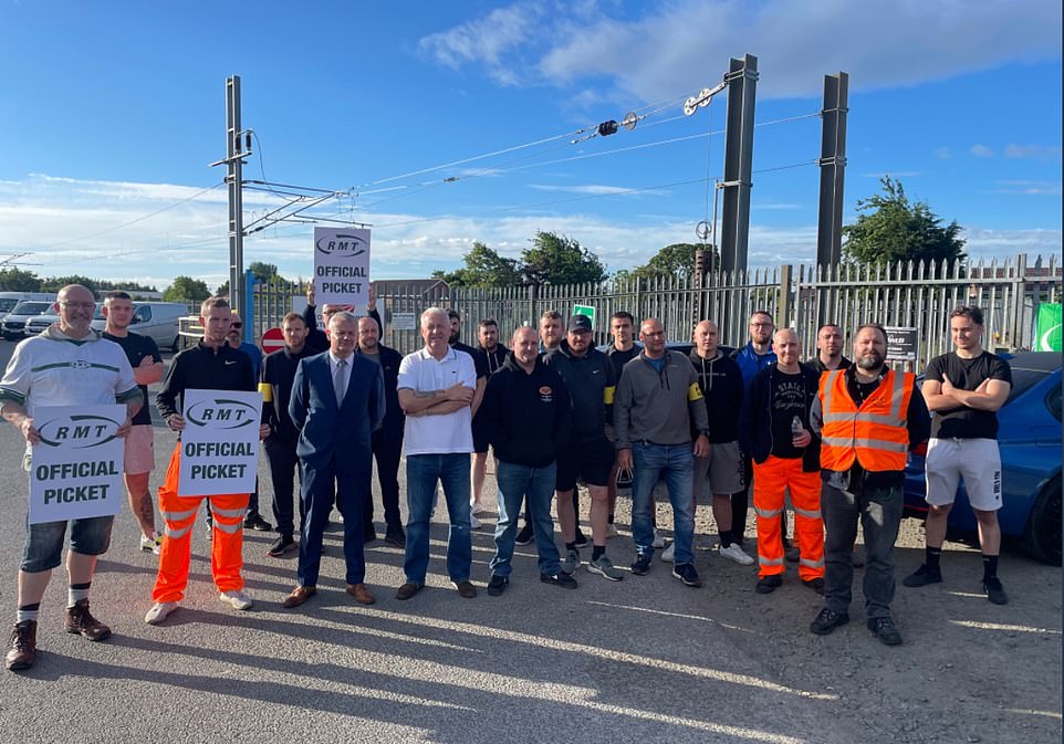 Ten MPs from the Socialist Campaign Group proudly posed for pictures with striking RMT members at Victoria Station in London. Pictured centre in a white polo: Ian Lavery, MP for Wansbeck since 2010