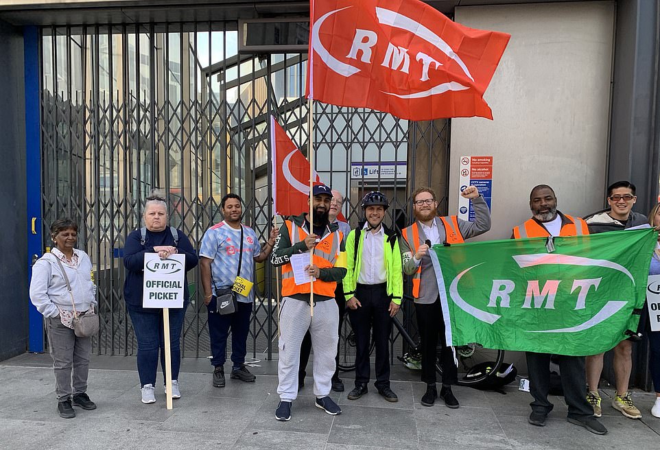 Analysis found that 19 of these MPs have received donations from the unions totalling £890,717. Pictured centre in a high-vis jacket and helmet: Alex Sobel, MP for Leeds North West and shadow environment minister