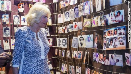 Camilla, Duchess of Cornwall, visiting the Kigali Genocide Memorial.