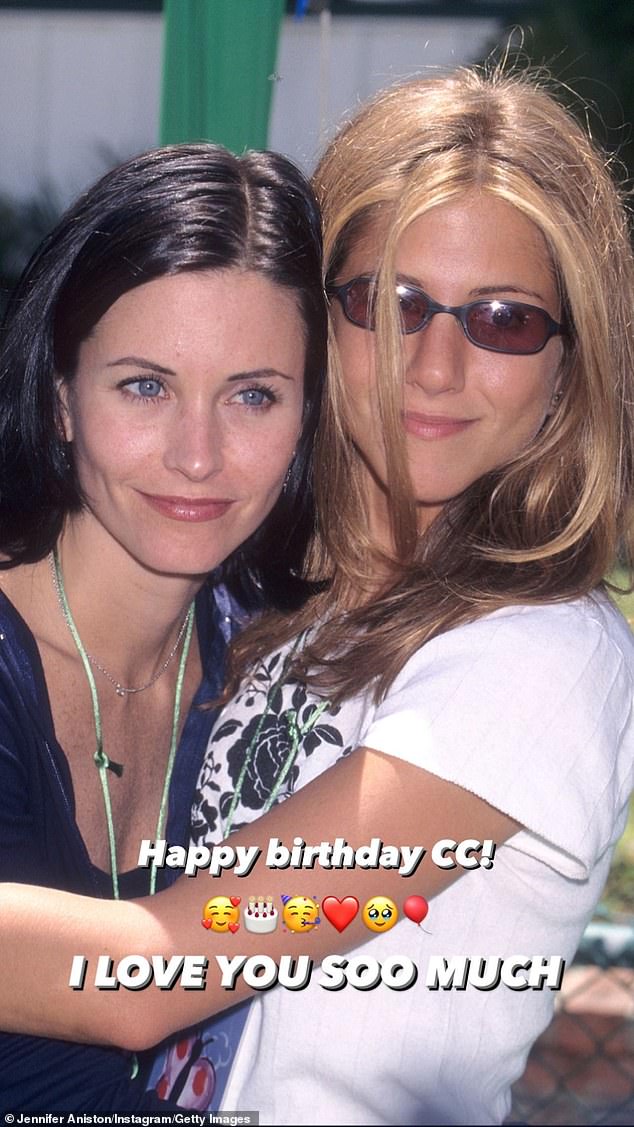 Tributes: Along with celebrating in the flesh, Cox received a flood of messages wishing her a happy birthday on social media. Most notably, her Friends co-star Jenner Aniston took to her Instagram Story to post a birthday tribute to Cox