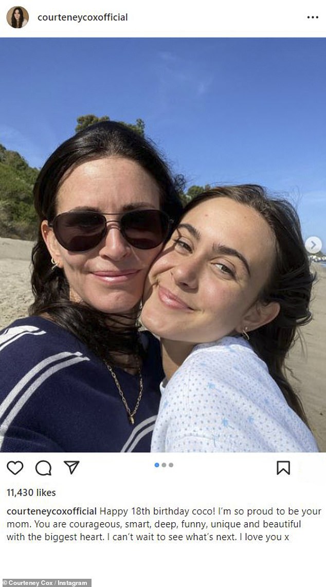 Her little girl: Along with her own birthday, Cox recently honored her daughter Coco Arquette's 18th birthday with a heartfelt Instagram post on June 13